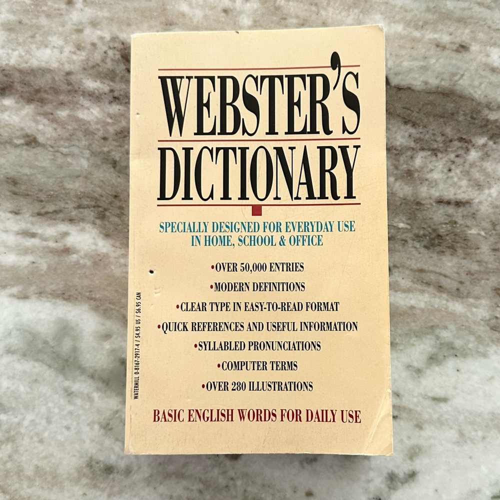 1991 Websters Dictionary Designed For Everyday Use In Home, School & Office Book